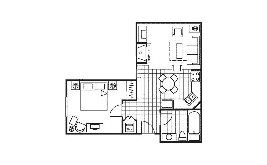 One Bedroom Floor Plan at Valdoro Mountain Lodge in Breckenridge, Colorado