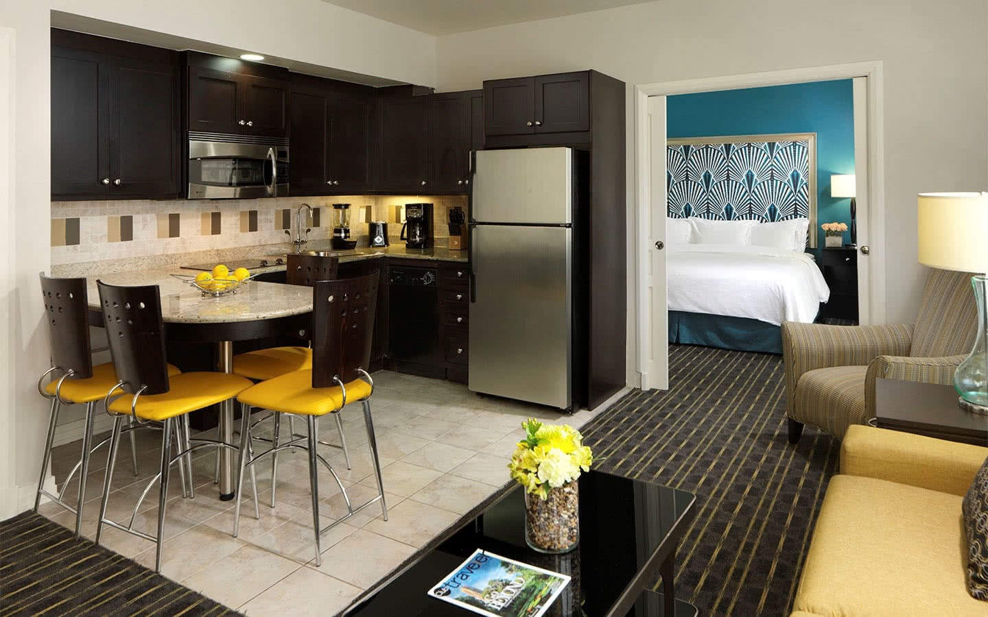 Living Area at Hilton Grand Vacations Club at McAplin – Ocean Plaza in Miami Beach