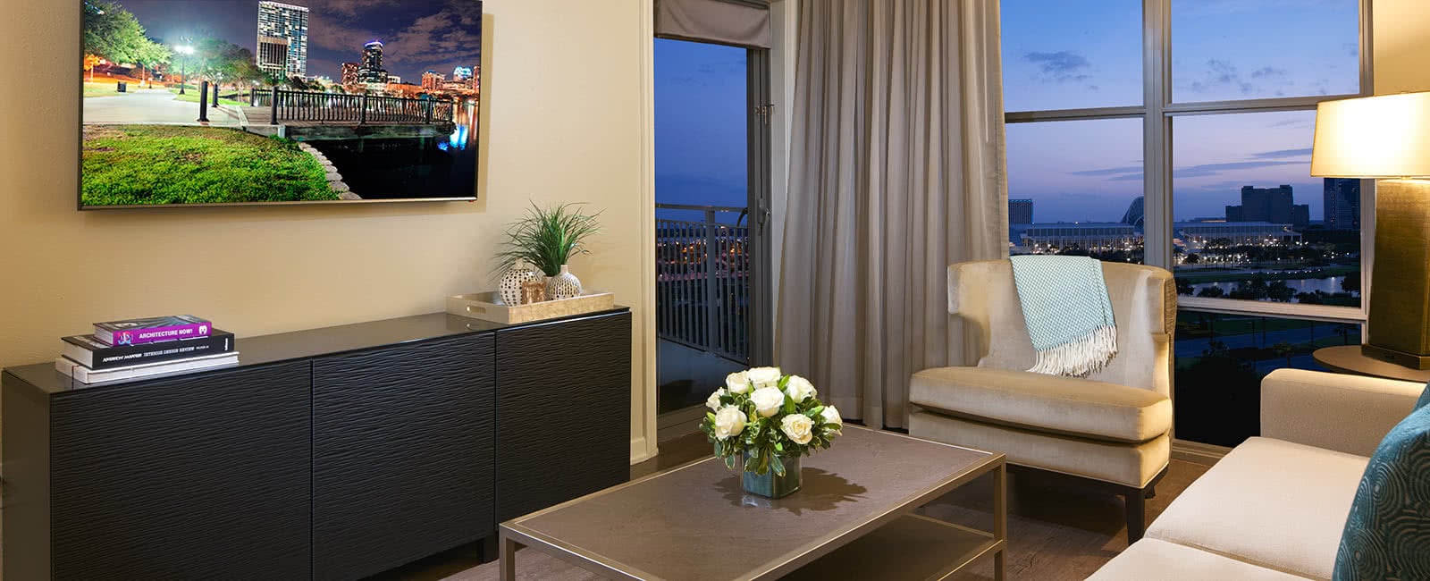 Living Area at Las Palmeras, a Hilton Grand Vacations Club in Orlando, Florida