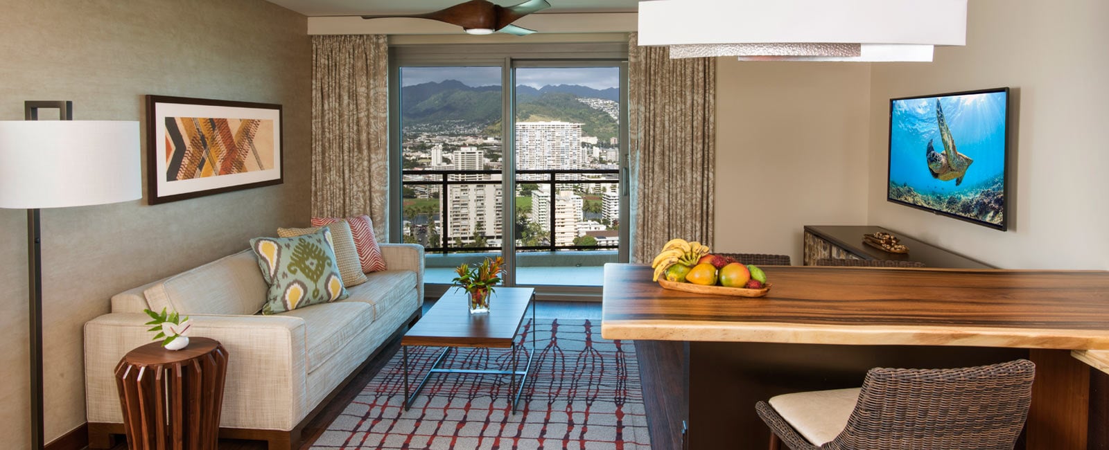 Living Area at Grand Waikikian Resort in Honolulu, Hawaii