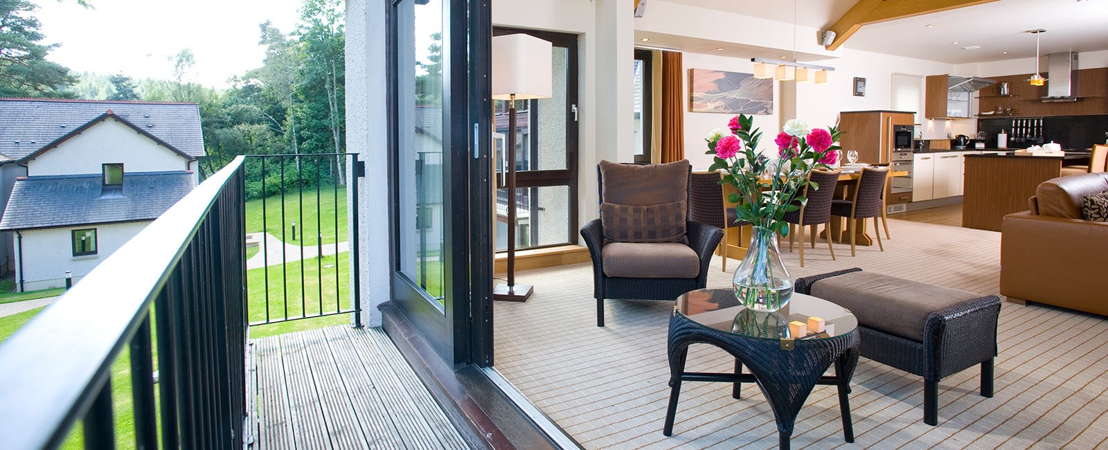 Dining Area and Terrace at Hilton Grand Vacations Club Resort at Dunkeld in Perthshire, Scotland