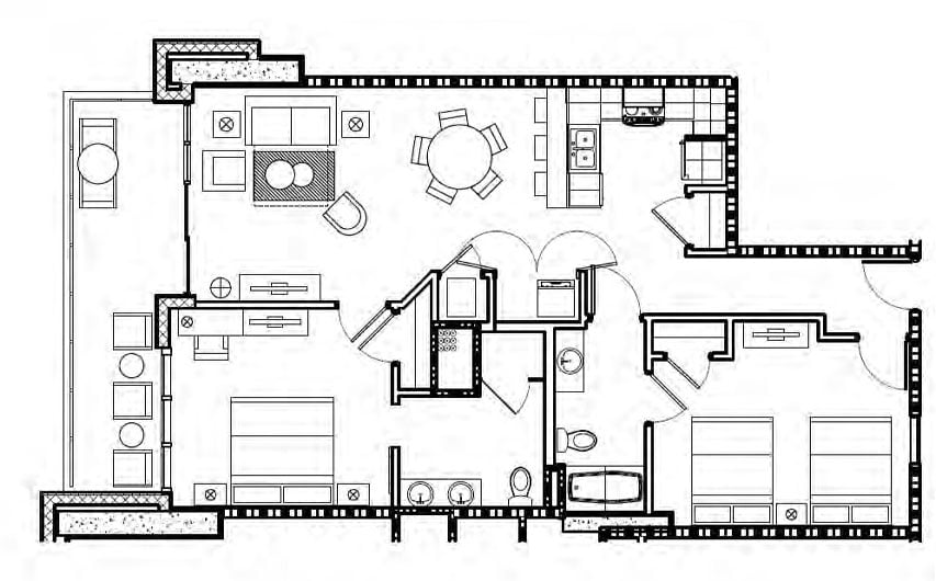 Two-Bedroom Floor Plan at Ocean 22 in Myrtle Beach, South Carolina